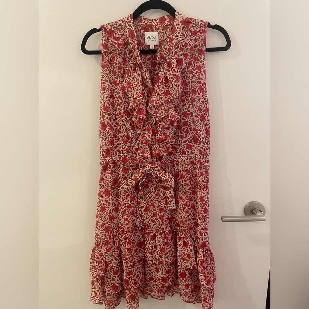 Misa Red Floral Sleeveless Dress